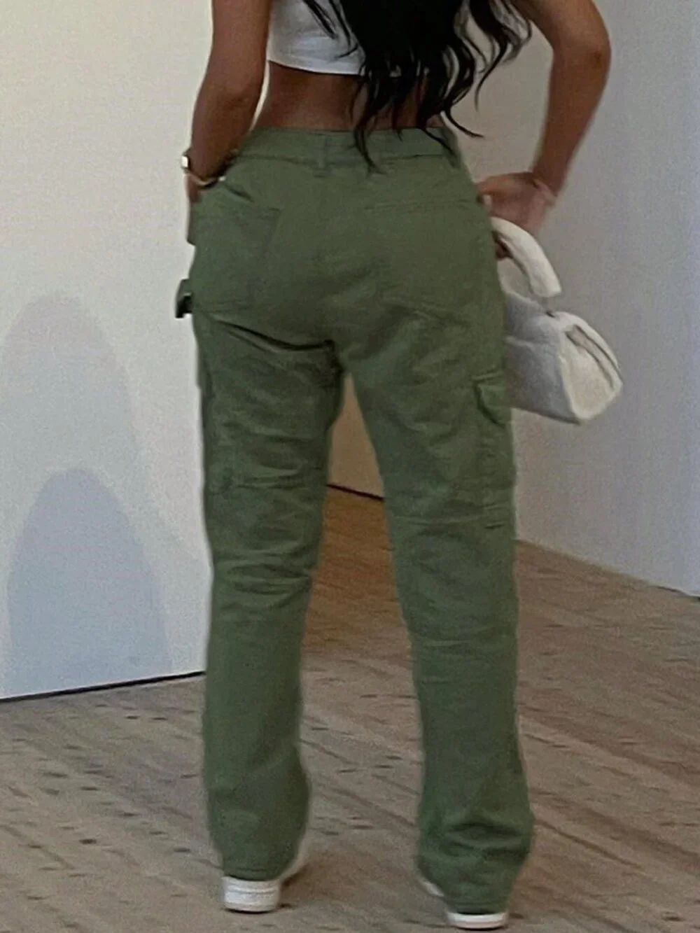Women's Y2k Style Military Green Multi-Pocket Casual Cargo Pants